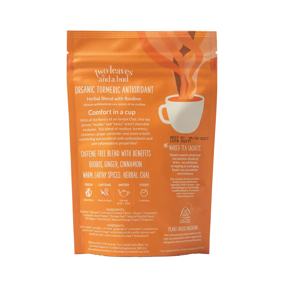 Organic Turmeric Antioxidant Tea - 15 Naked Tea Sachets