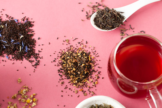 Loose herbals and teas artfully displayed
