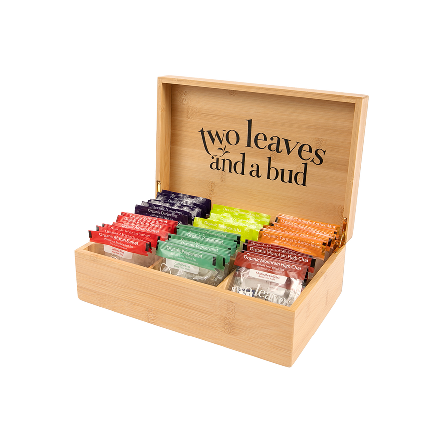 Classic Bamboo Tea Chest - Two Leaves and a Bud